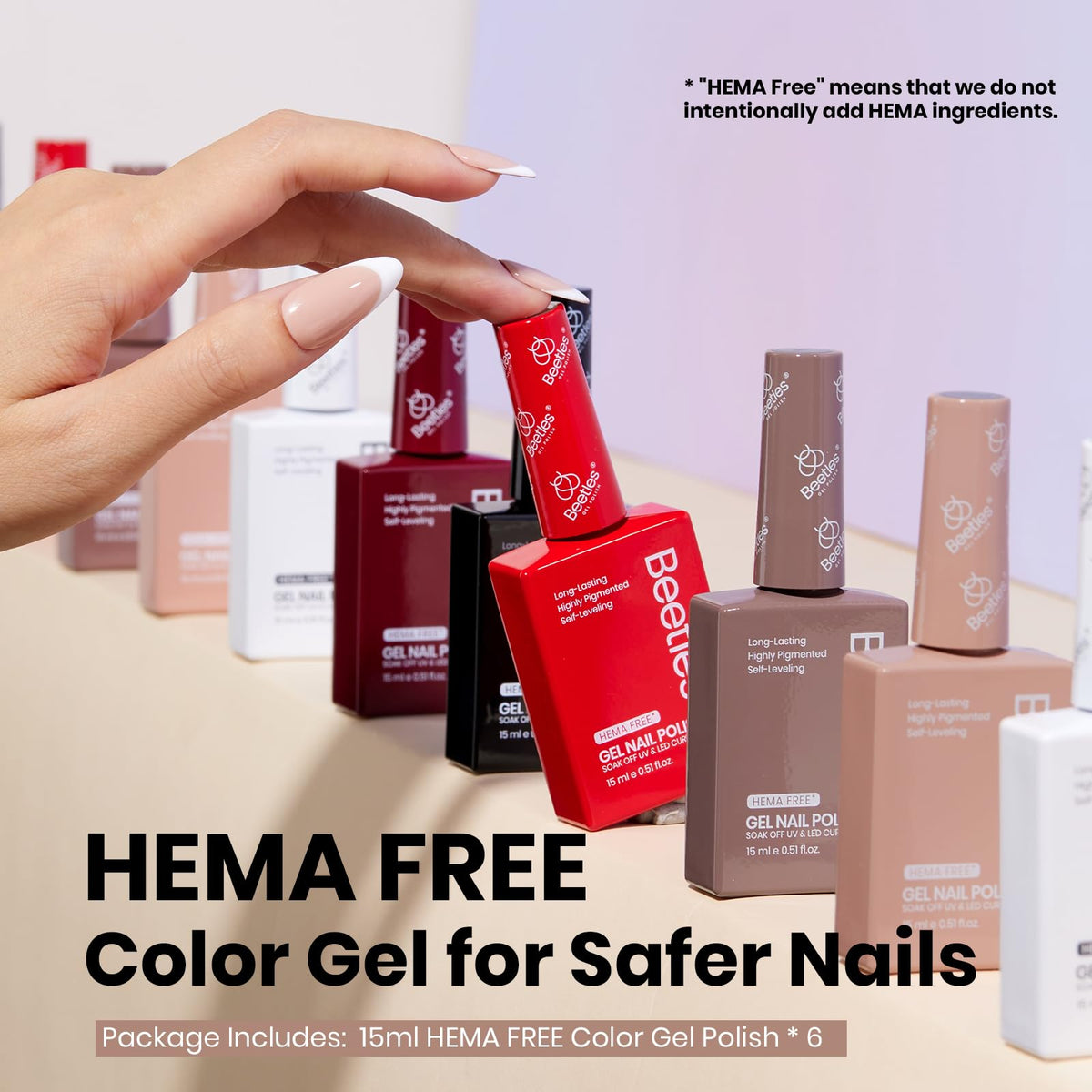 bouteilles colorées du set de vernis à ongles beetles