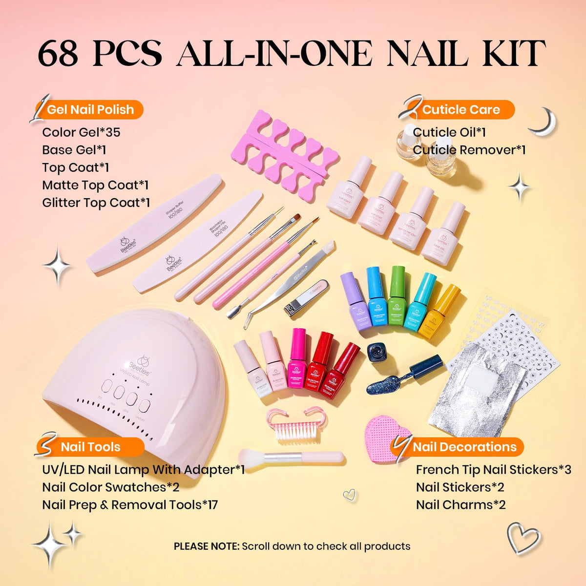 bouteilles de vernis gel beetles avec outils de manucure