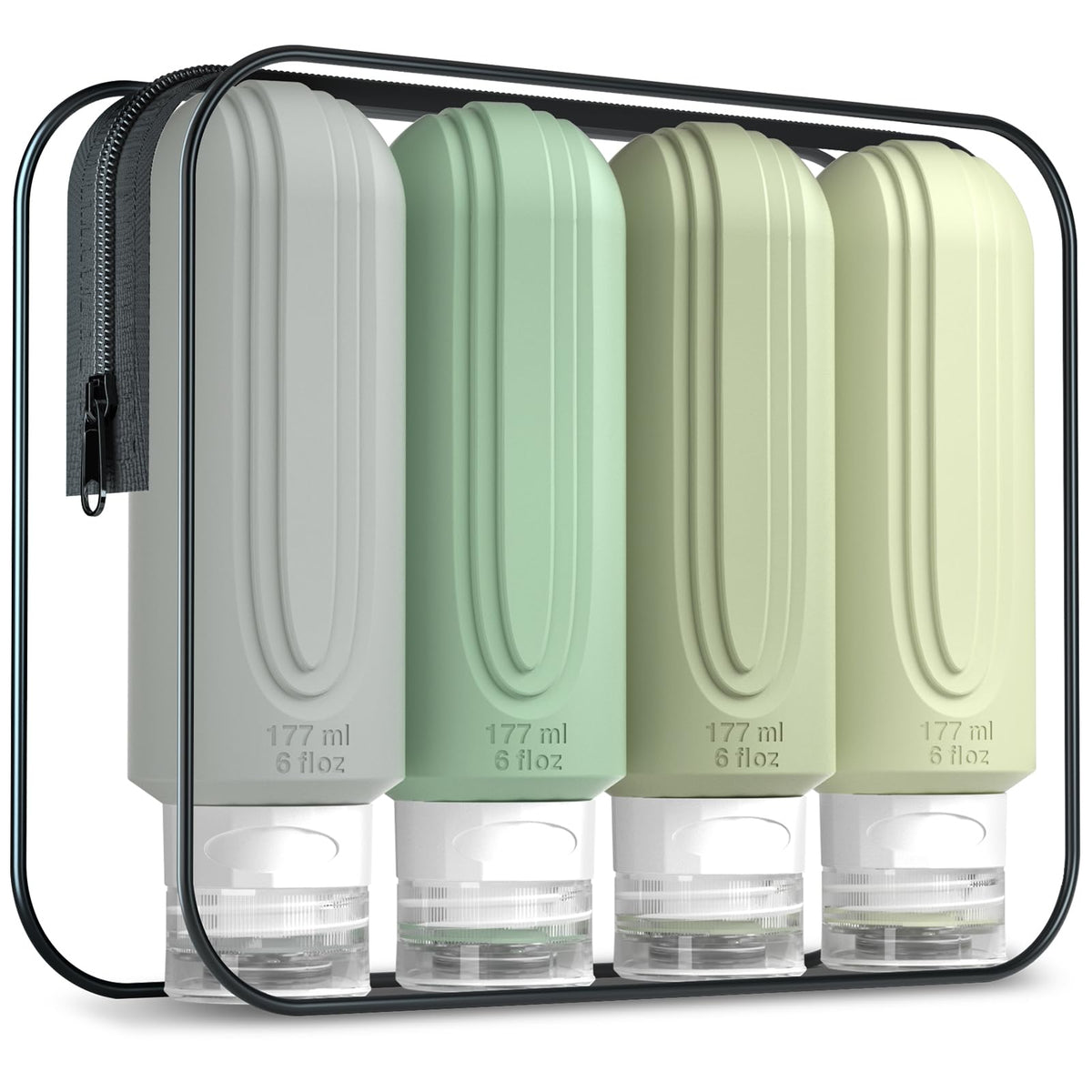 Bouteilles de voyage Mrsdry 6oz en silicone avec sac de toilette