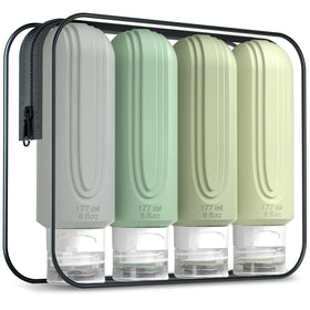 Bouteilles de voyage Mrsdry 6oz en silicone avec sac de toilette