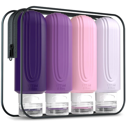 Bouteilles de voyage Mrsdry 6oz en silicone avec trousse de toilette