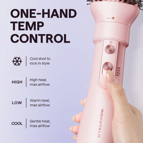 Boutons de contrôle ergonomiques de la brosse sèche cheveux wavytalk