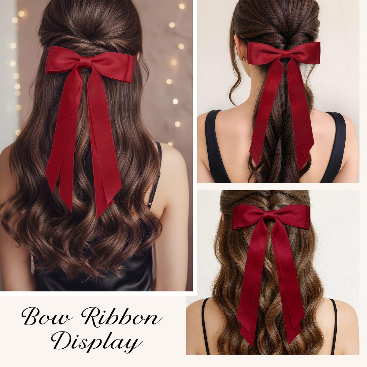 Bows à Cheveux Satin Rouge Aileam en situation sur un bureau