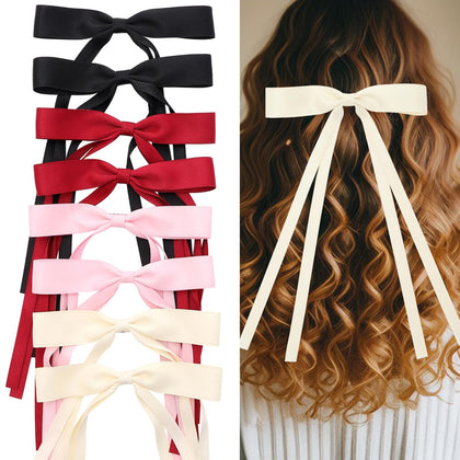 Bows à Cheveux WORTL 8 PCS clips en noir, beige, rose et rouge
