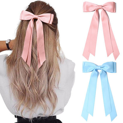 Bows en Satin Aileam rose et bleu, vue de face