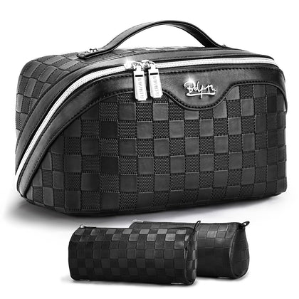 BOYATU trousse de maquillage 3 pièces ouverte avec plusieurs compartiments