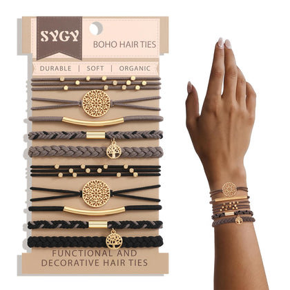 Bracelets élastiques à cheveux Boho SYGY en deux couleurs