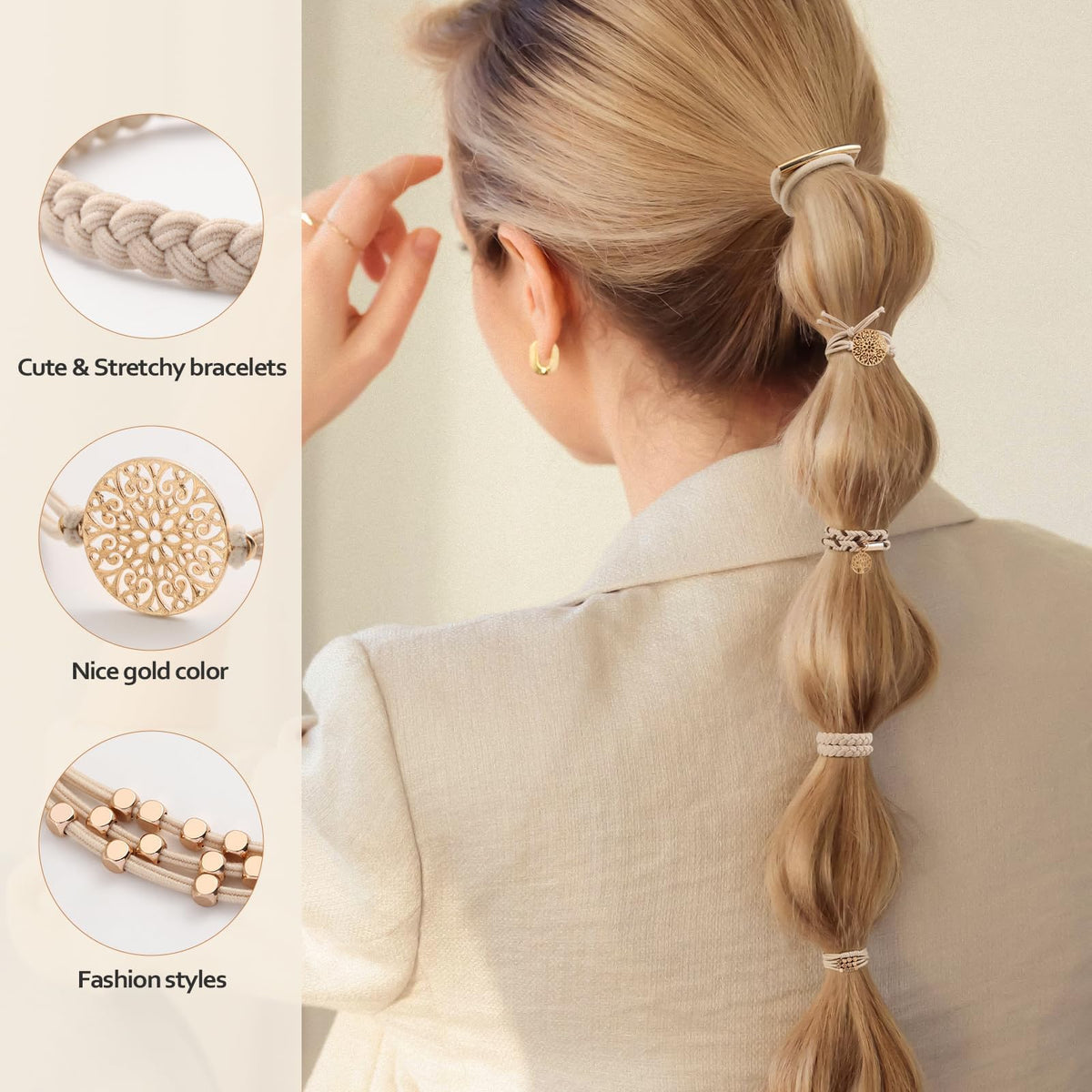 Bracelets élastiques SYGY sur un fond neutre