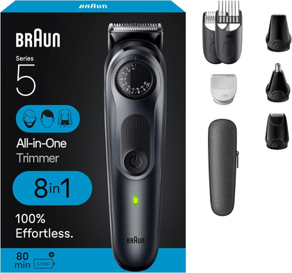 Braun Kit de Style 8-en-1 Série 5 5471 vue avant avec accessoires