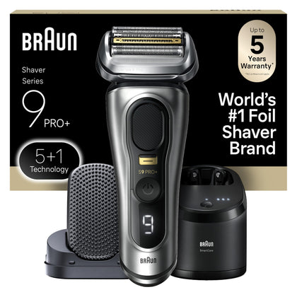 Braun Rasoir Électrique Series 9 PRO argent modèle avant avec tête de rasage