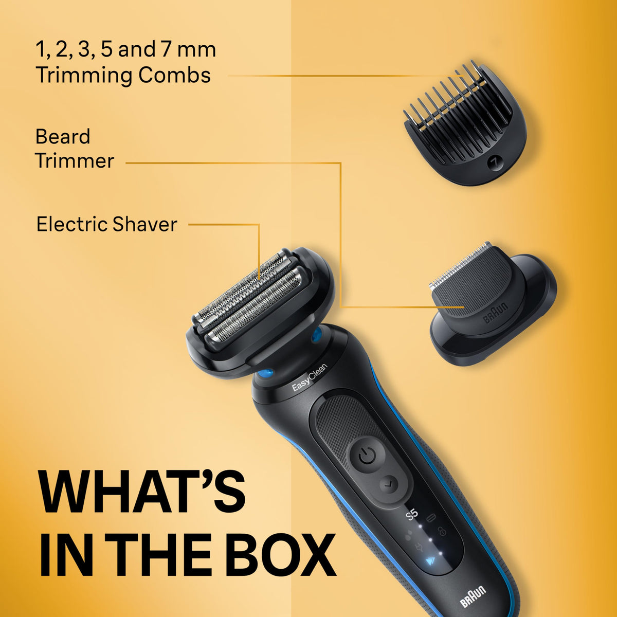 Braun Série 5 5120s vue latérale avec accessoires