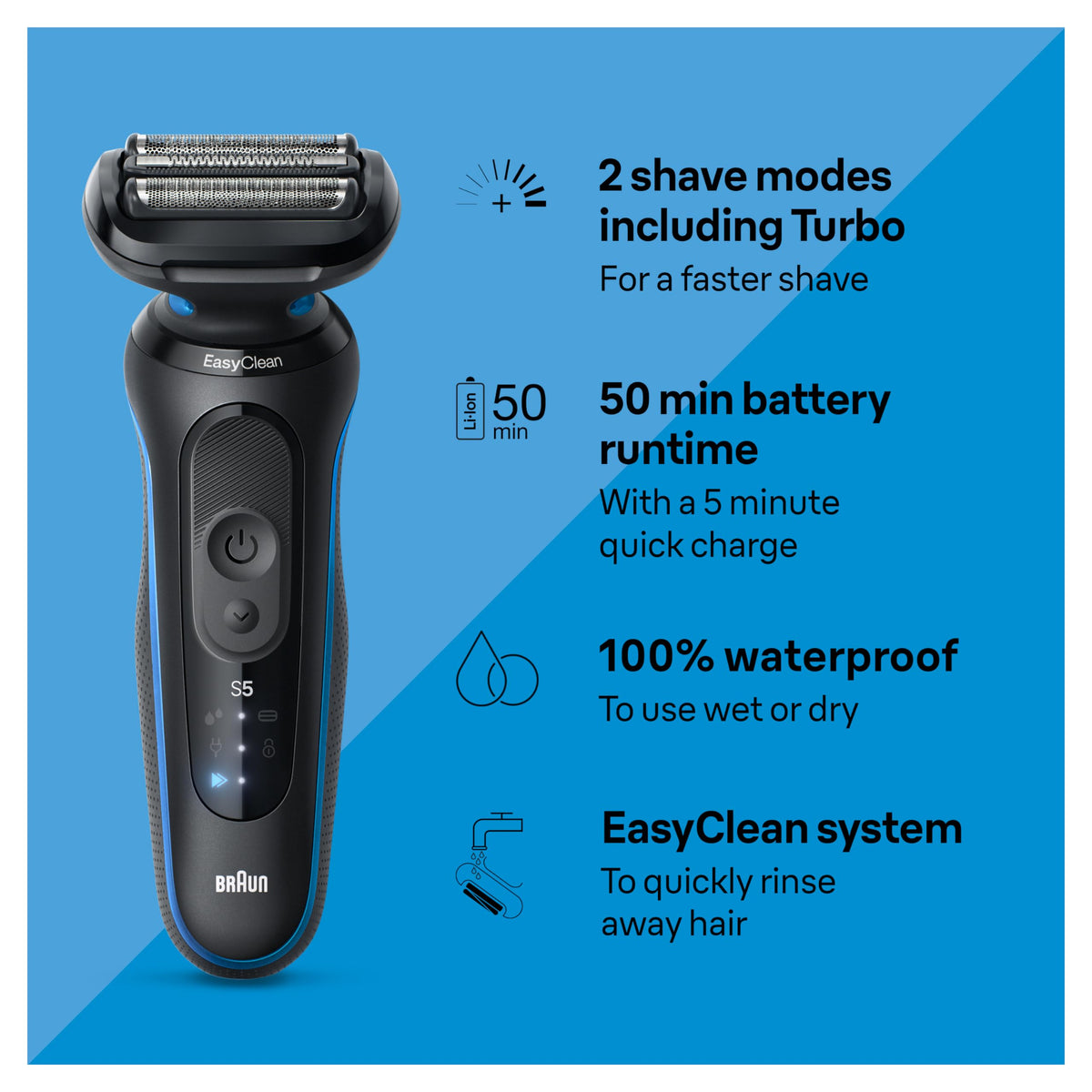 Braun Série 5 5150cs avec tondeuse à barbe et accessoires