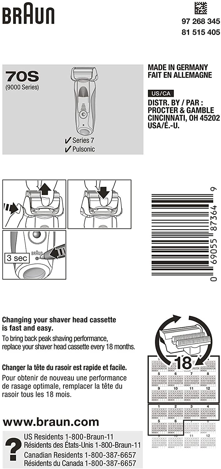 Braun Série 7 70S cassette de remplacement packaging