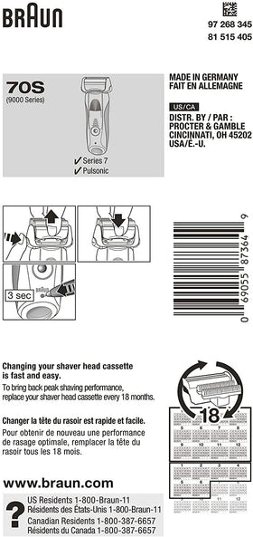 Braun Série 7 70S cassette de remplacement packaging
