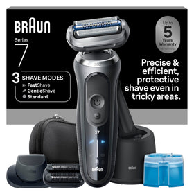 Braun Série 7 rasoir électrique modèle gris vue avant avec tête de rasage