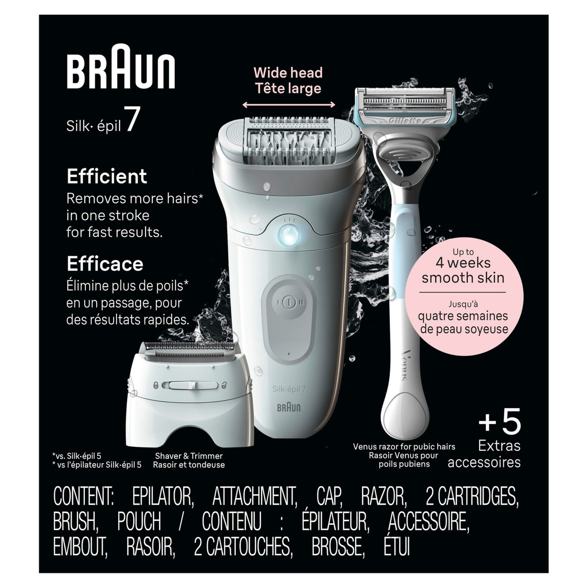Braun Silk-épil 7 SE7-141 épilateur vue avant avec tête large