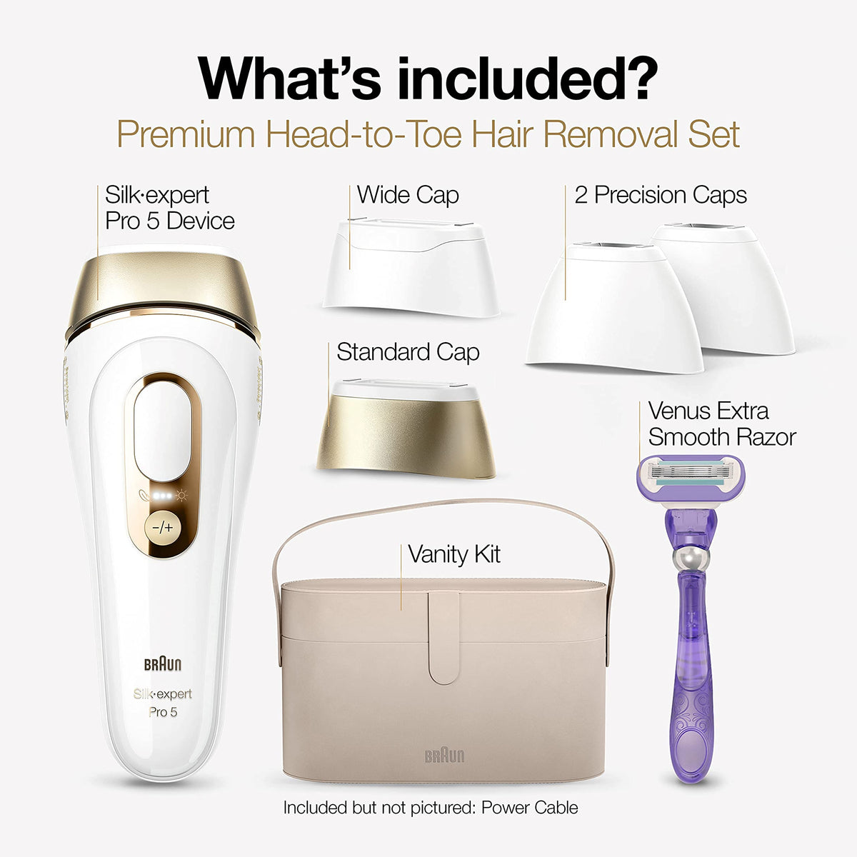 Braun Silk·Expert Pro 5 IPL accessoires inclus dans la boîte