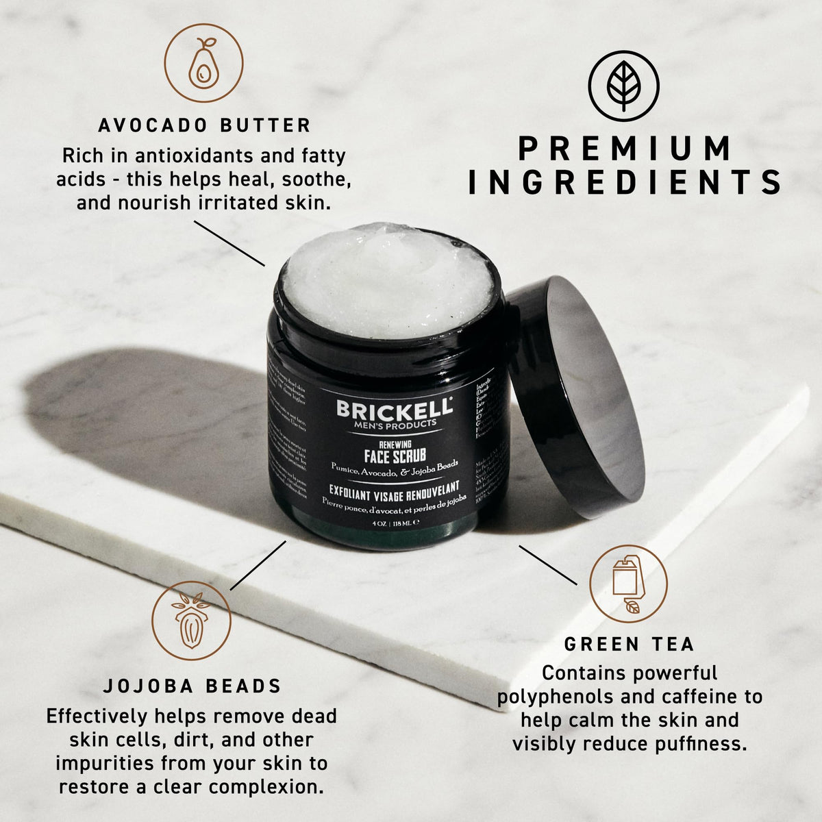 Brickell Men's Renewing Face Scrub 150g arrière vue