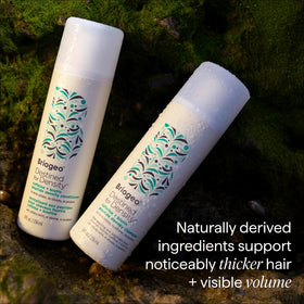 Briogeo Shampoo Caffeine + Biotin Peptides 240g in bathroom setting
