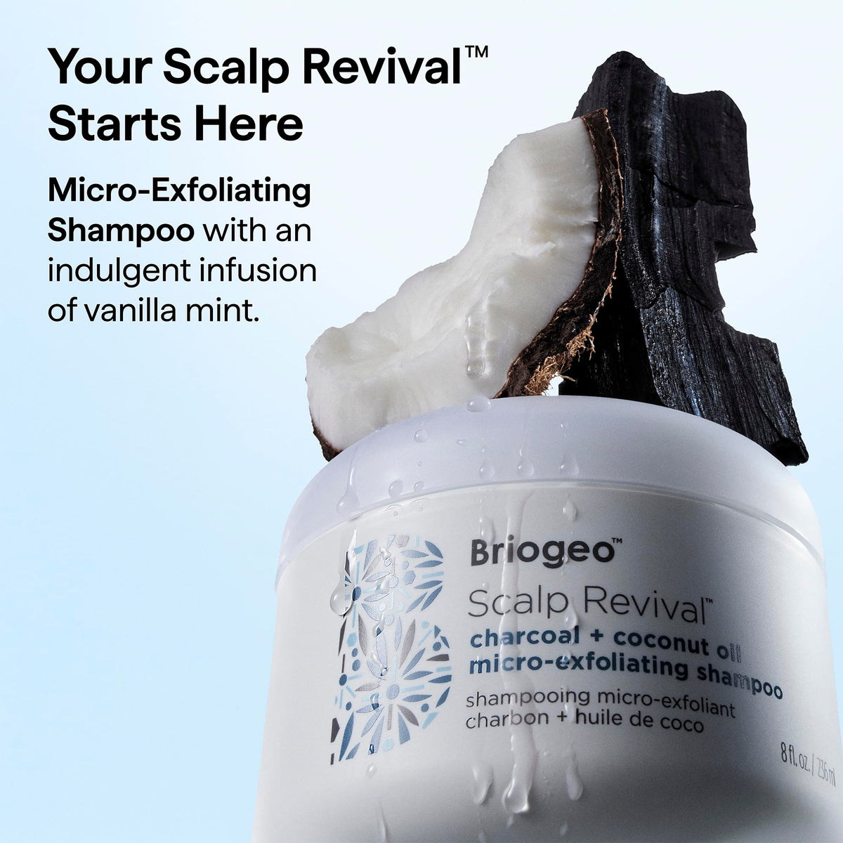 Briogeo Shampooing Micro-Exfoliant Charbon Huile de Coco 322g vue arrière