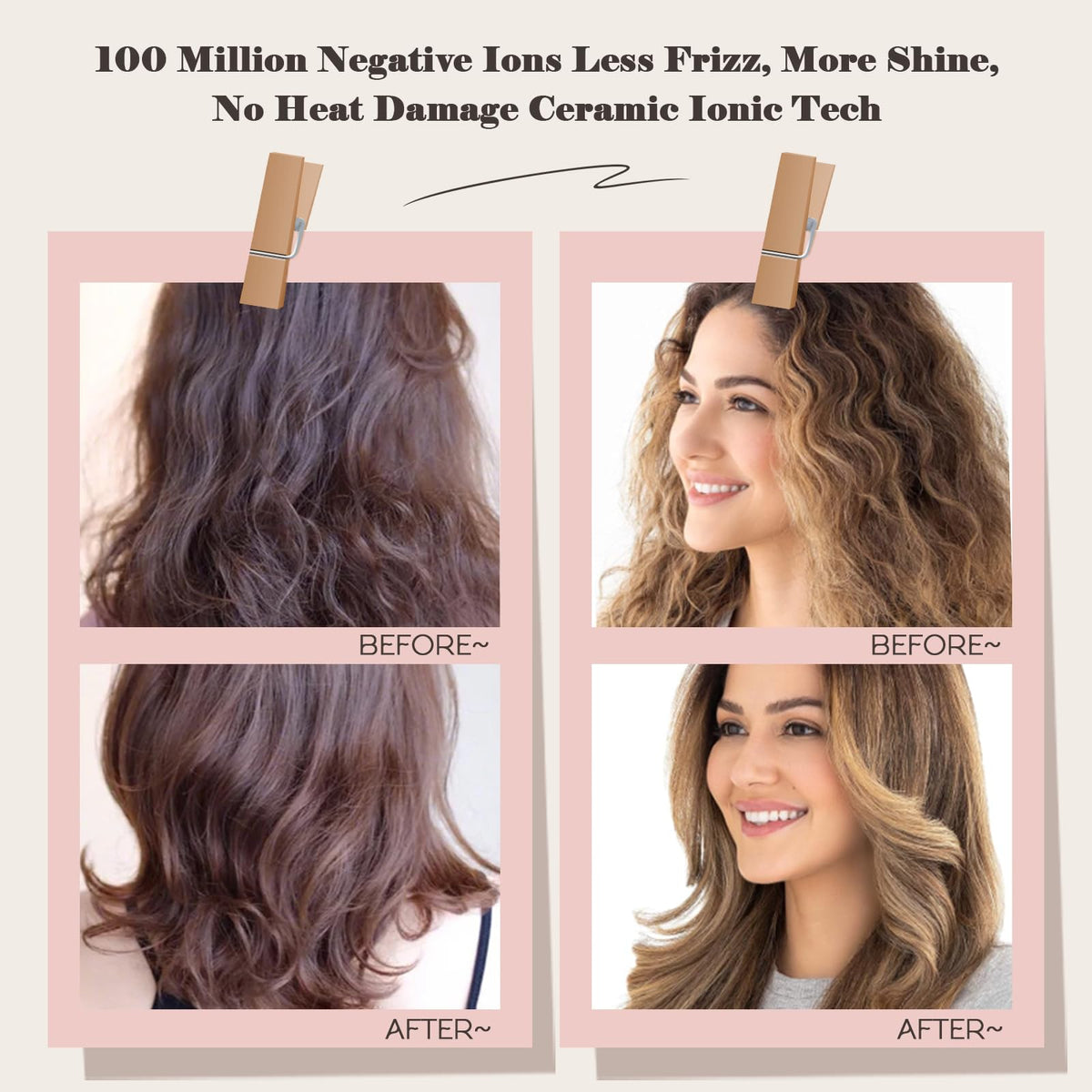 Brosse à air chaud Hair Trends avec réglages de température affichés