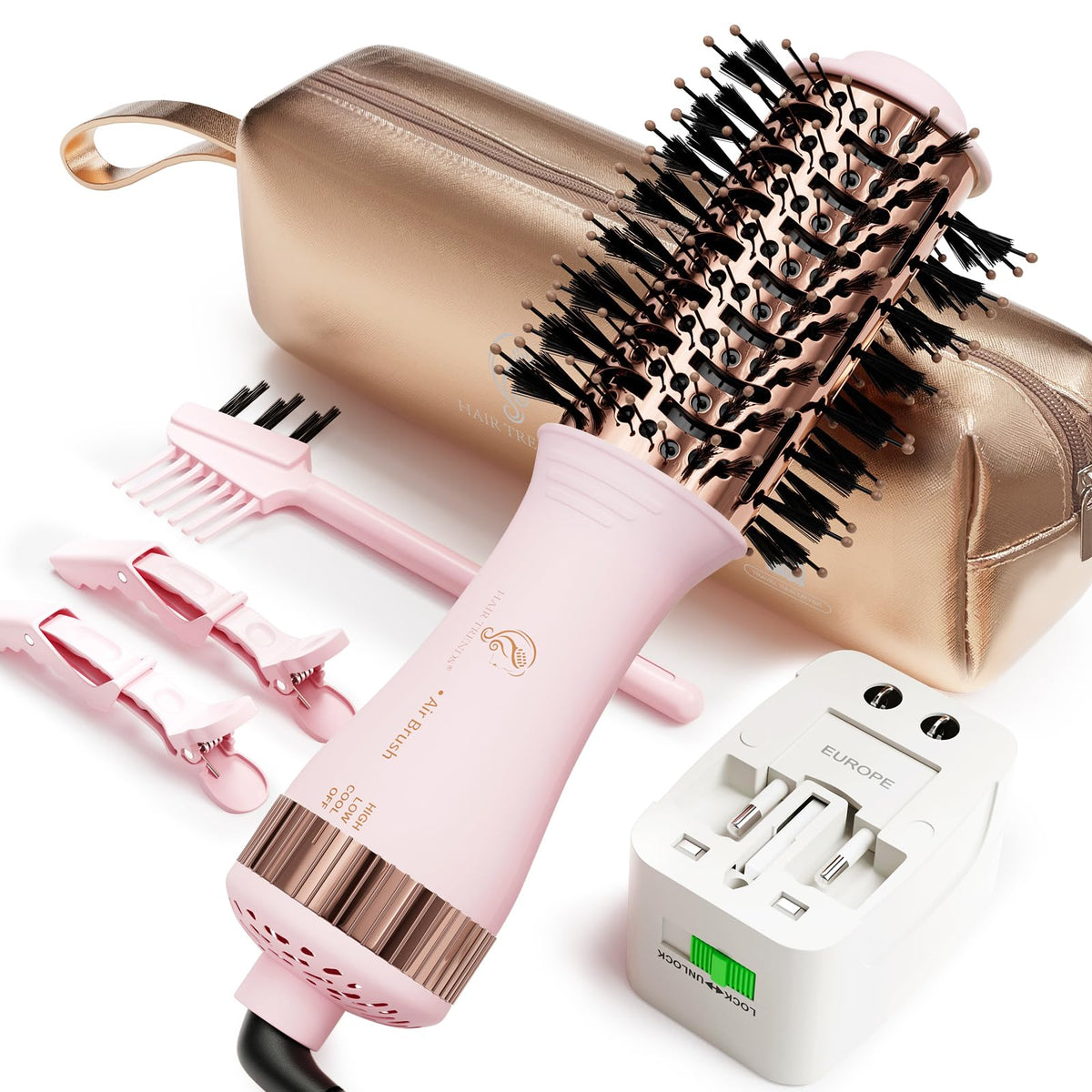 Brosse à air chaud Hair Trends vue de face avec poignée ergonomique