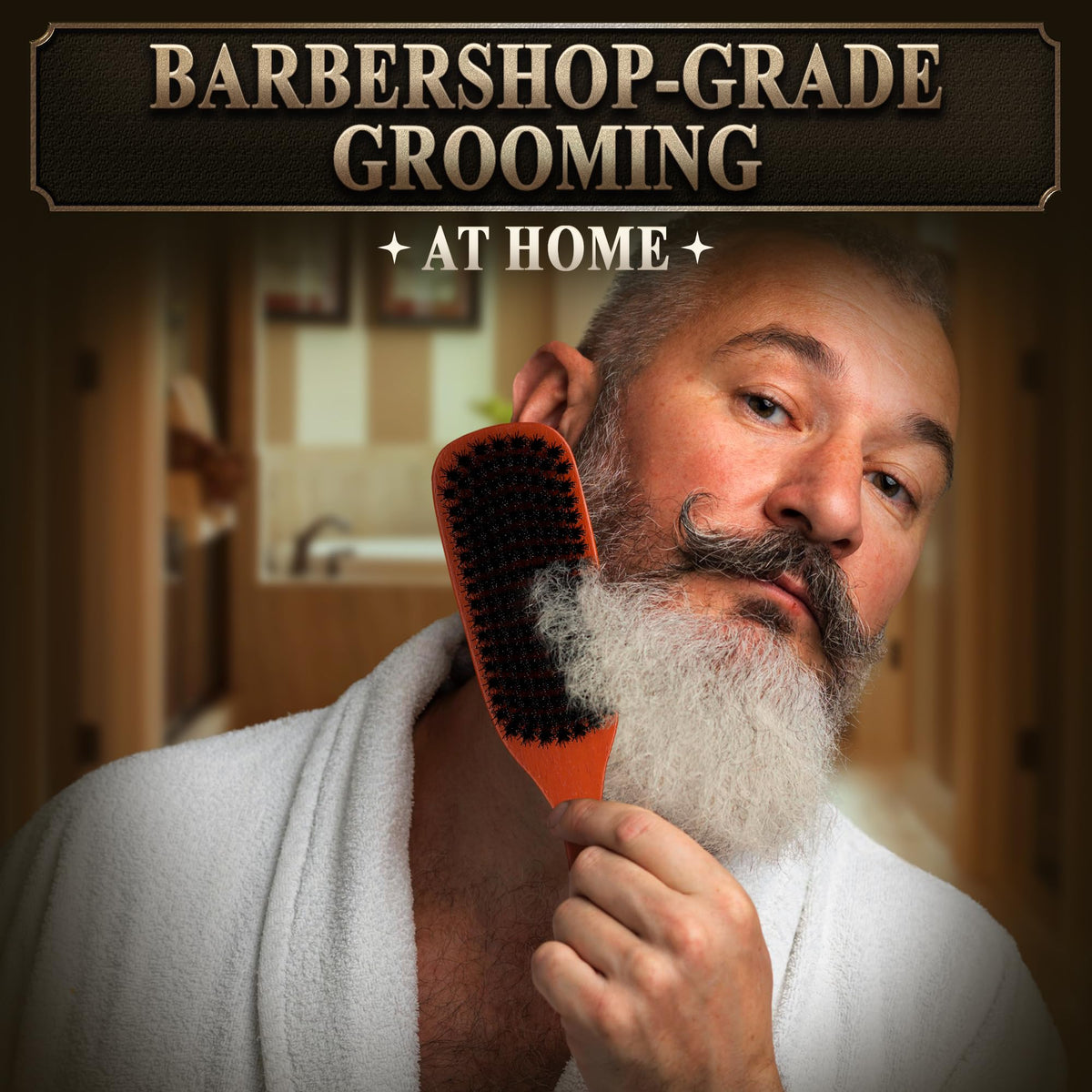 Brosse à barbe LIBERHAUS en utilisation sur barbe