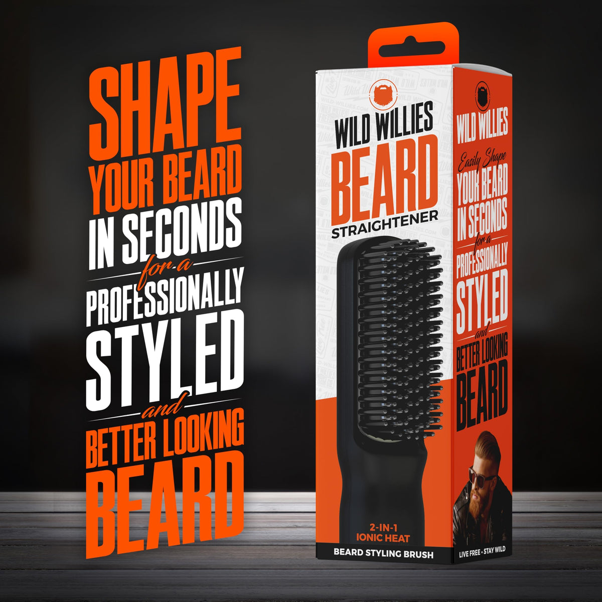 Brosse à barbe Wild Willies avec cordon pivotant à 360 degrés