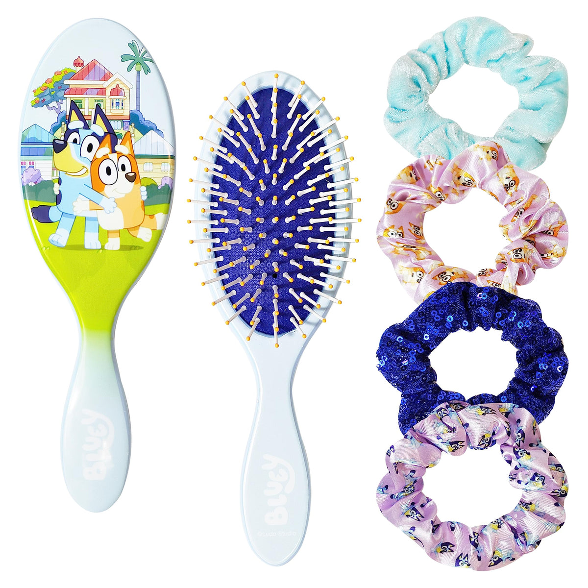 Brosse à cheveux Bluey 23 cm avec portraits de Bluey au dos