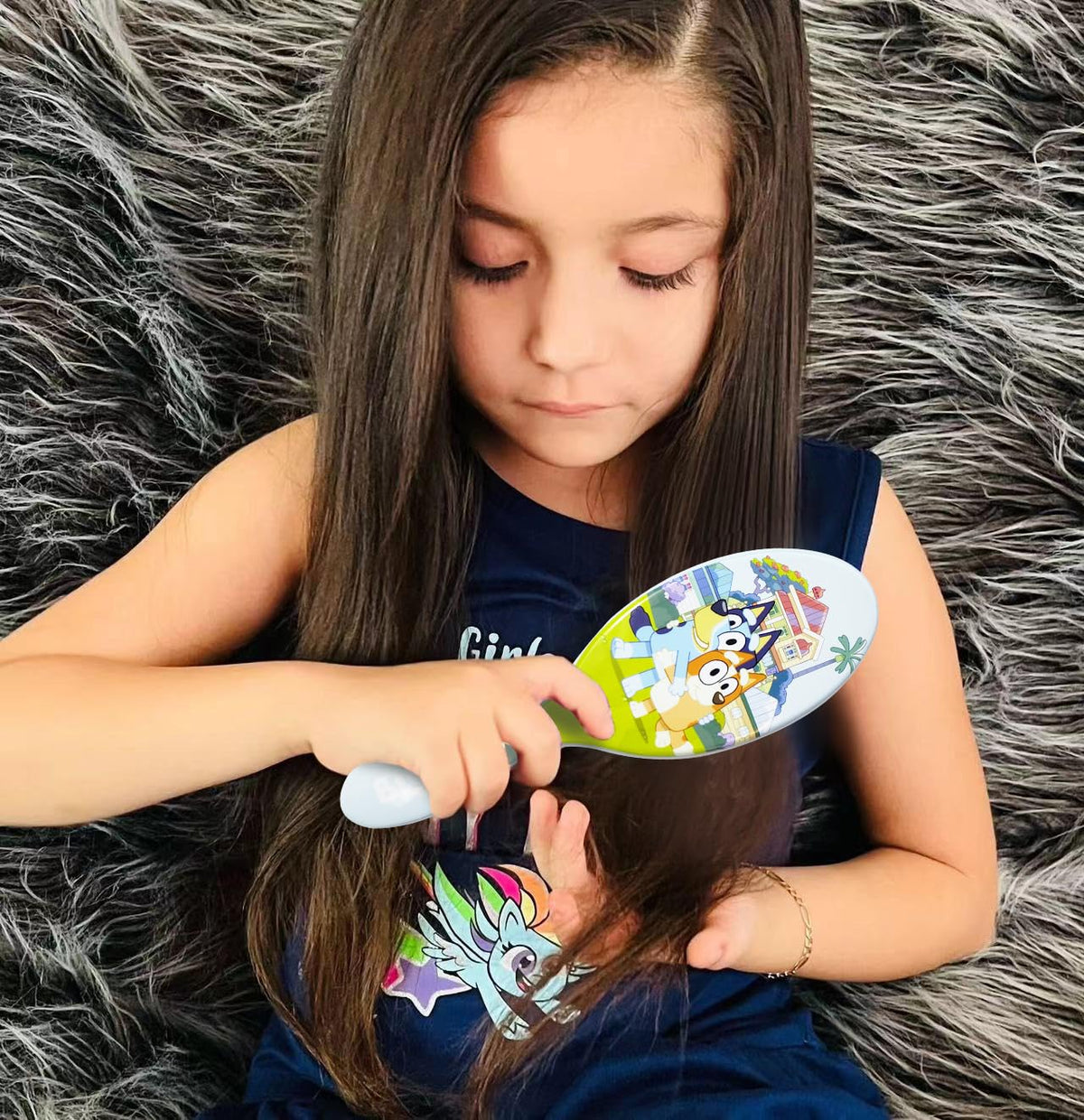 Brosse à cheveux Bluey avec brins arrondis sur coussin doux