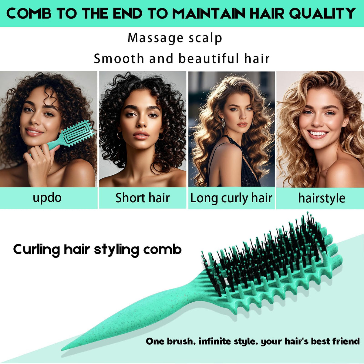 Brosse à cheveux bouclés MMBVSZ avec poils aérés