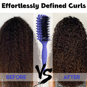 Brosse à cheveux bouclés MMBVSZ posée sur une surface avec des produits capillaires