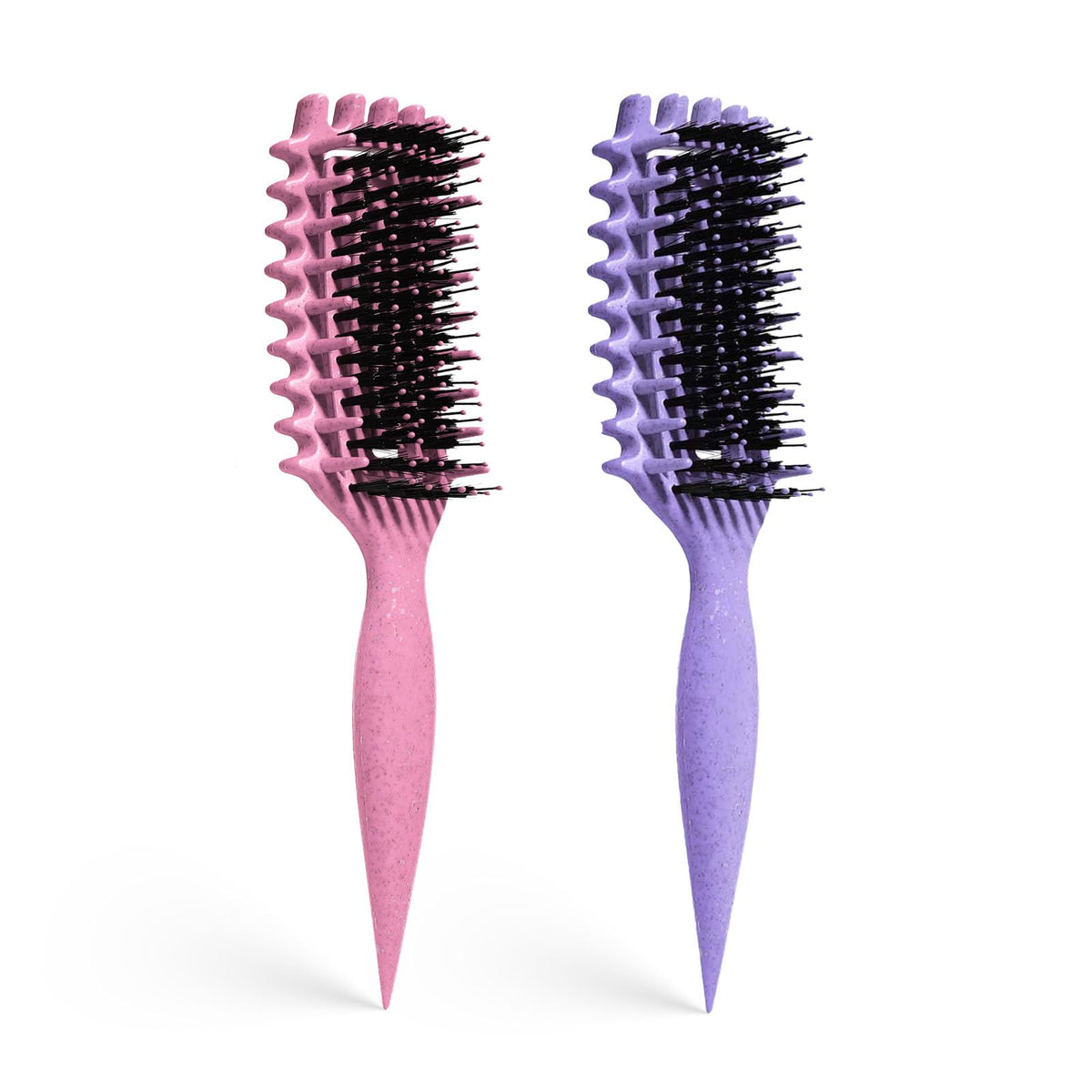 Brosse à cheveux bouclés MMBVSZ vue avant, couleur violet et rose
