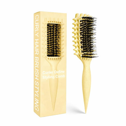Brosse à cheveux bouclés MMBVSZ vue de face couleur jaune crème