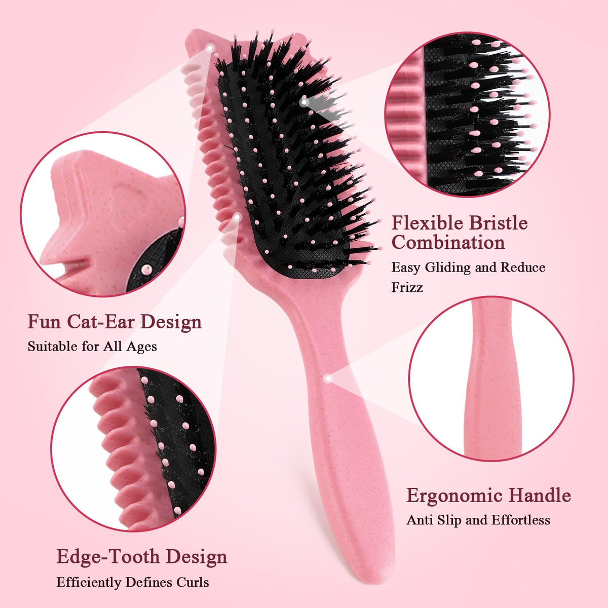 Brosse à cheveux bouclés Tcsxady en utilisation sur cheveux secs