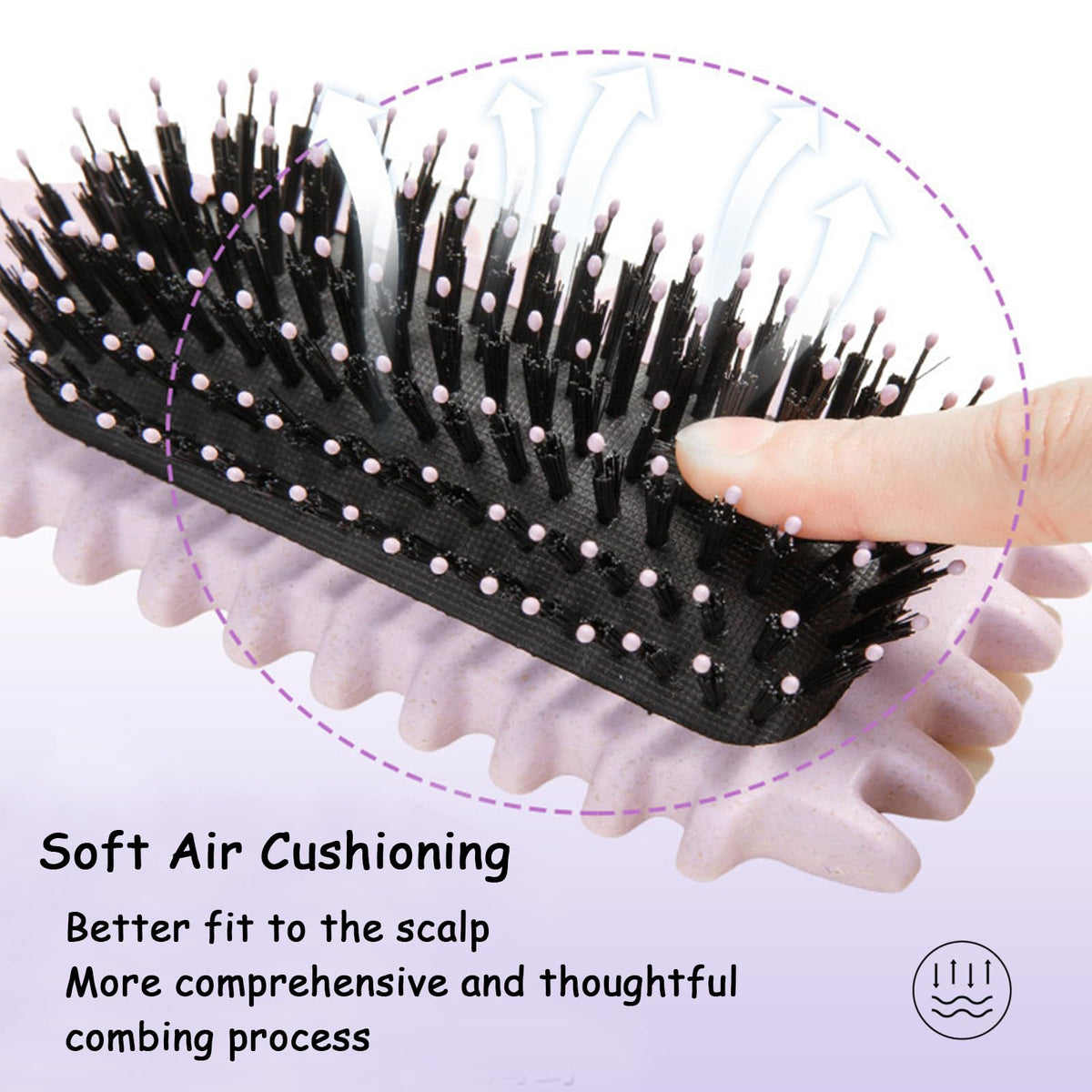 Brosse à cheveux bouclés UVZNUMG en utilisation sur cheveux humides