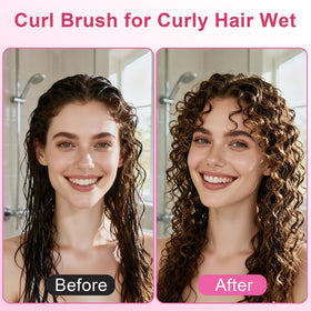 Brosse à cheveux bouclés Weldilgit en action sur des cheveux mouillés
