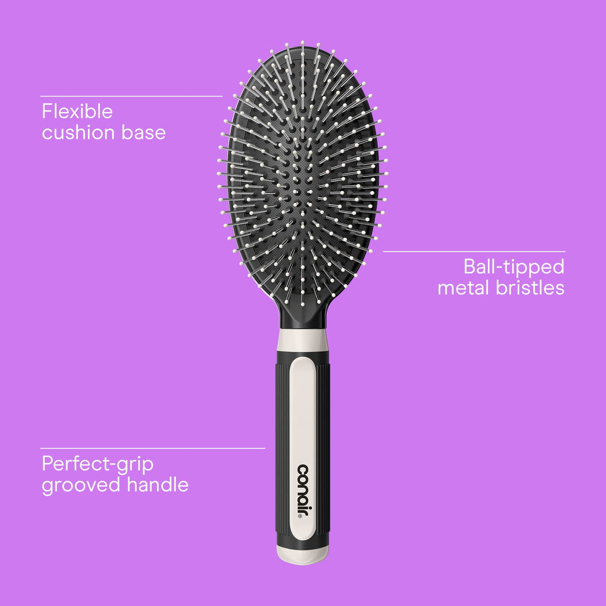 Brosse à cheveux Conair 3-Pack avec poils à embout boule, vue de côté