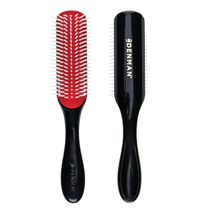 Brosse à cheveux Denman D3 noire et rouge vue de face