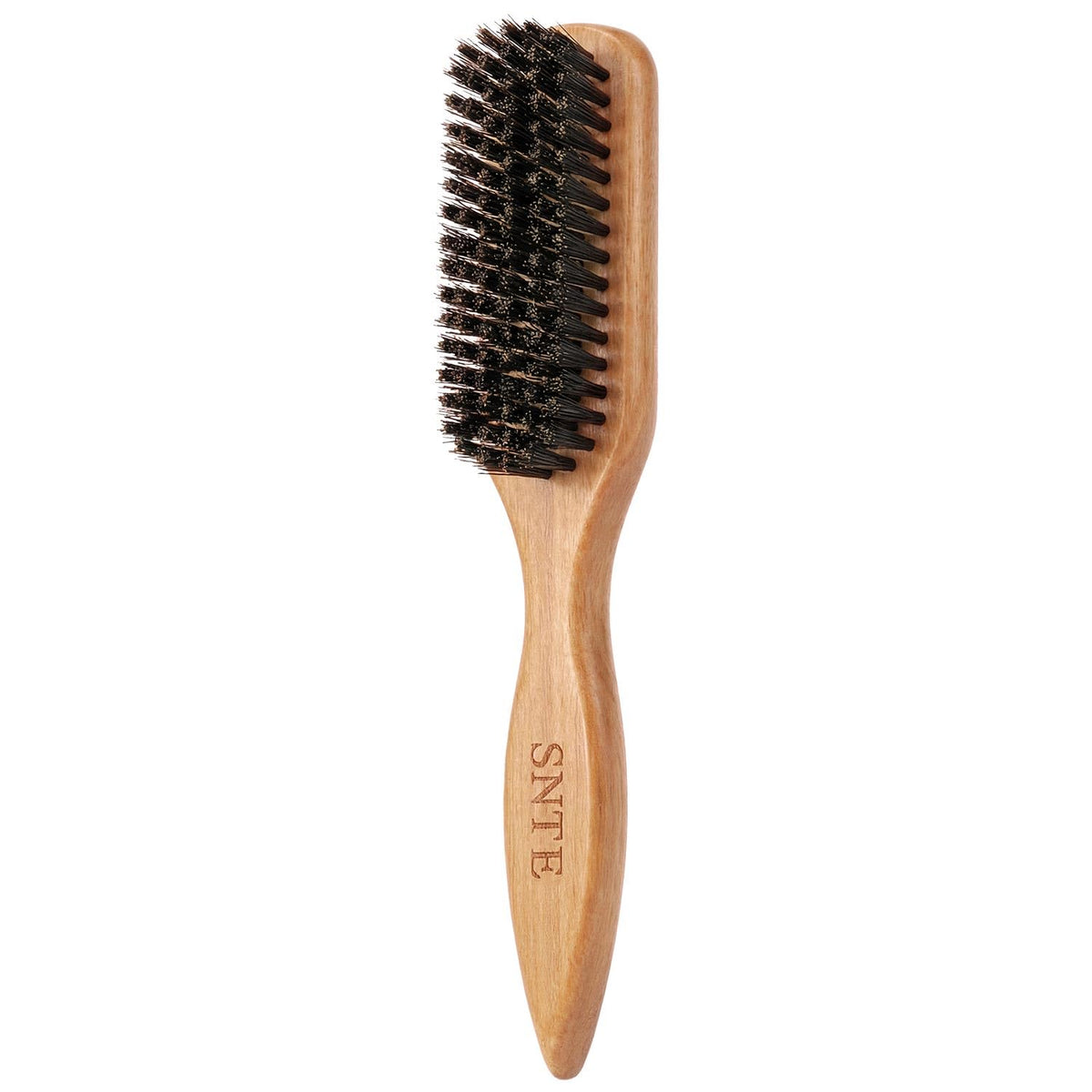 Brosse à cheveux en poils de sanglier Samnyte avec manche en bois de pêche, vue de face