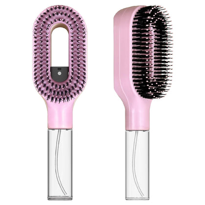 Brosse à cheveux FlyLanyards 2-en-1 rose avec réservoir de 50ml