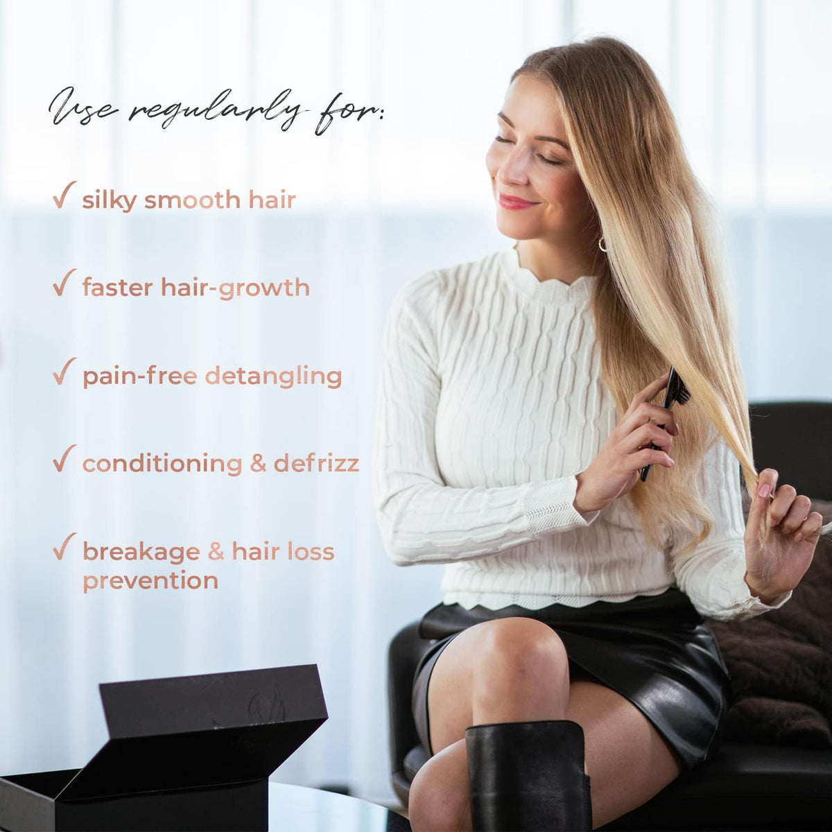 Brosse à cheveux MIŠEL utilisée sur des cheveux ondulés