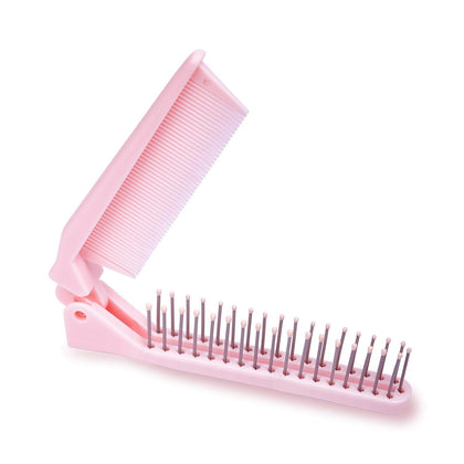 Brosse à cheveux pliable RHOS vue de face, couleur rose