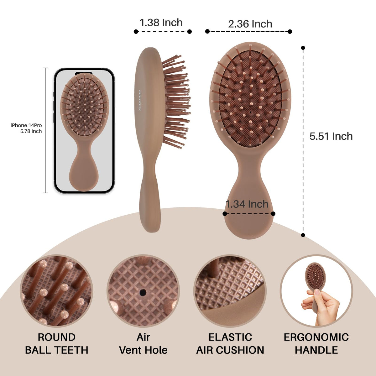 Brosse à cheveux RHOS avec poils doux, vue arrière