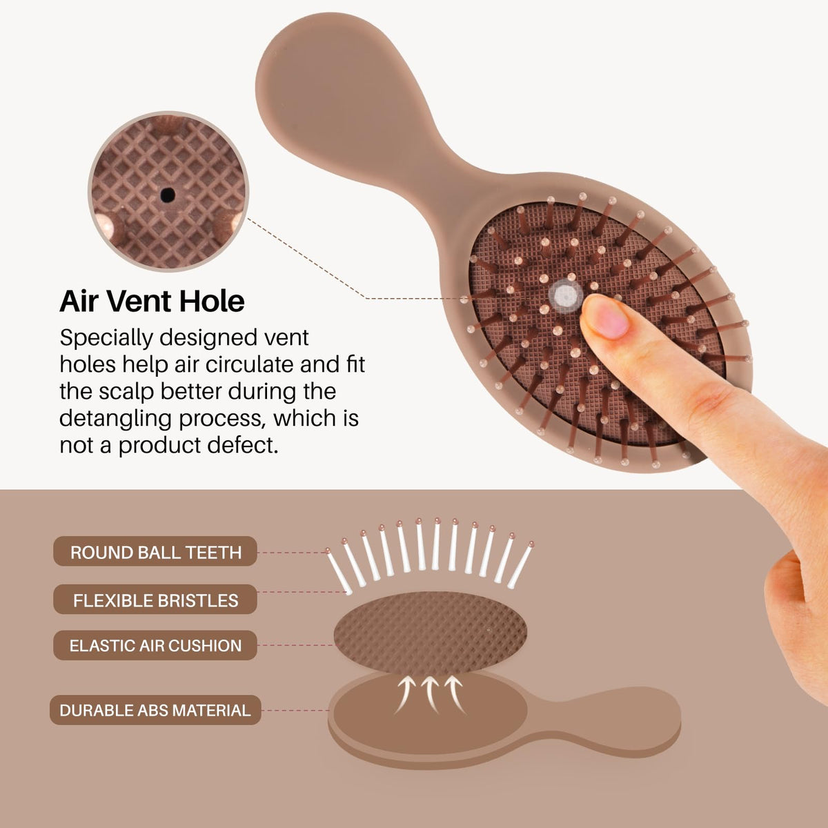 Brosse à cheveux RHOS dans un sac à main pour le voyage