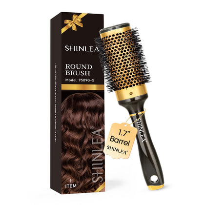 Brosse à cheveux ronde SHINLEA 1,7" vue de face avec poils en nylon