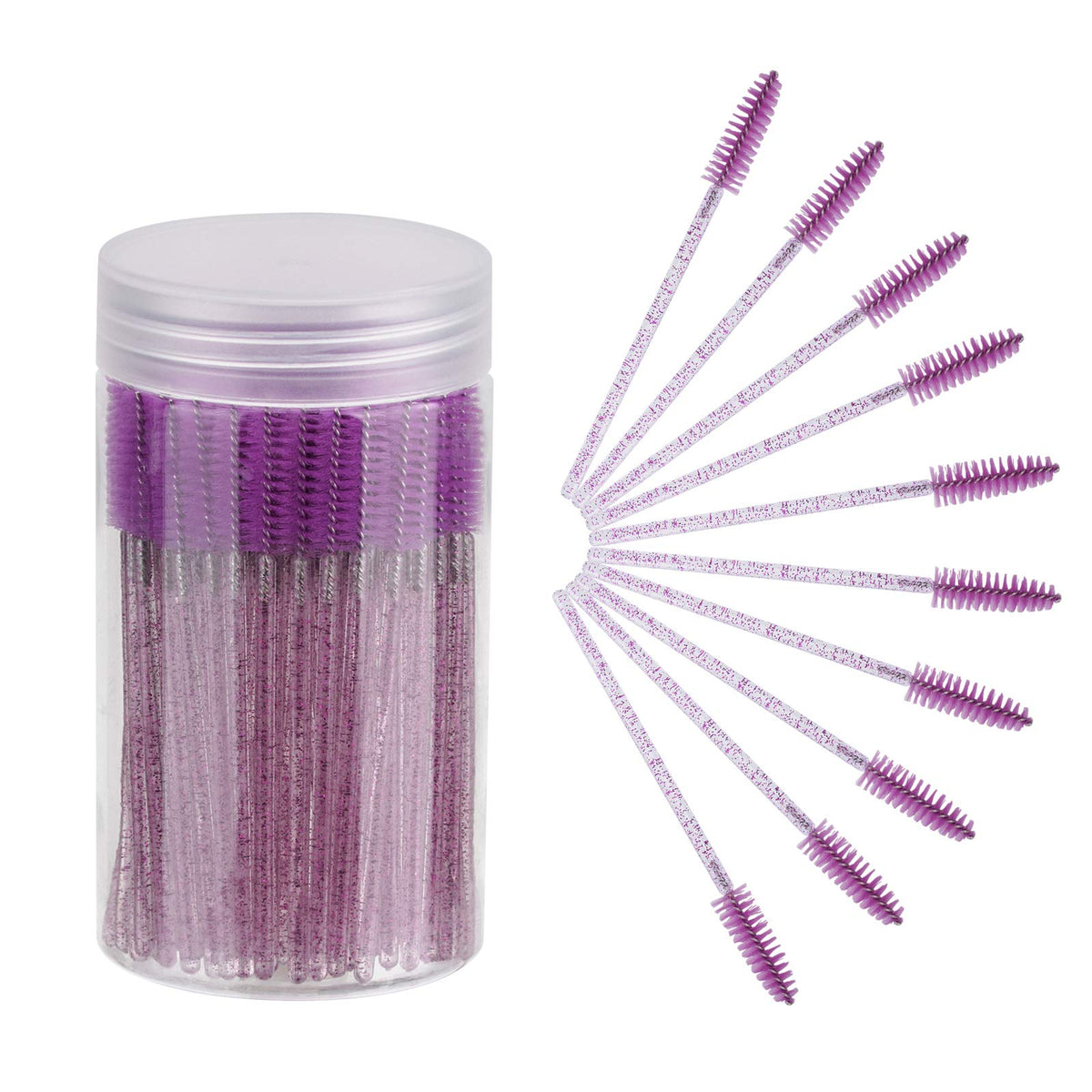 Brosse à cils jetables CHEFBEE violet dans son conteneur
