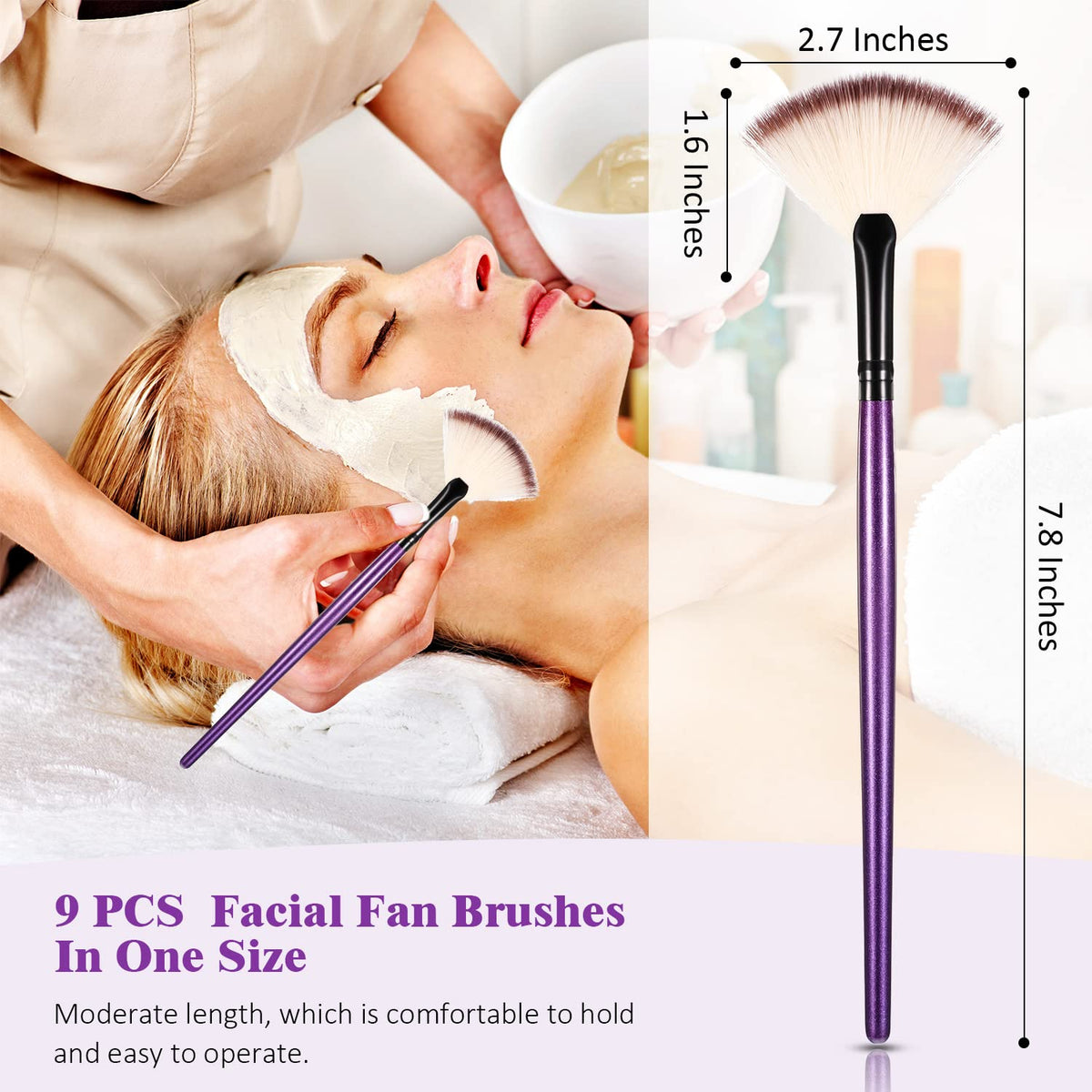 Brosse à masque facial Maitys avec poignée en bois