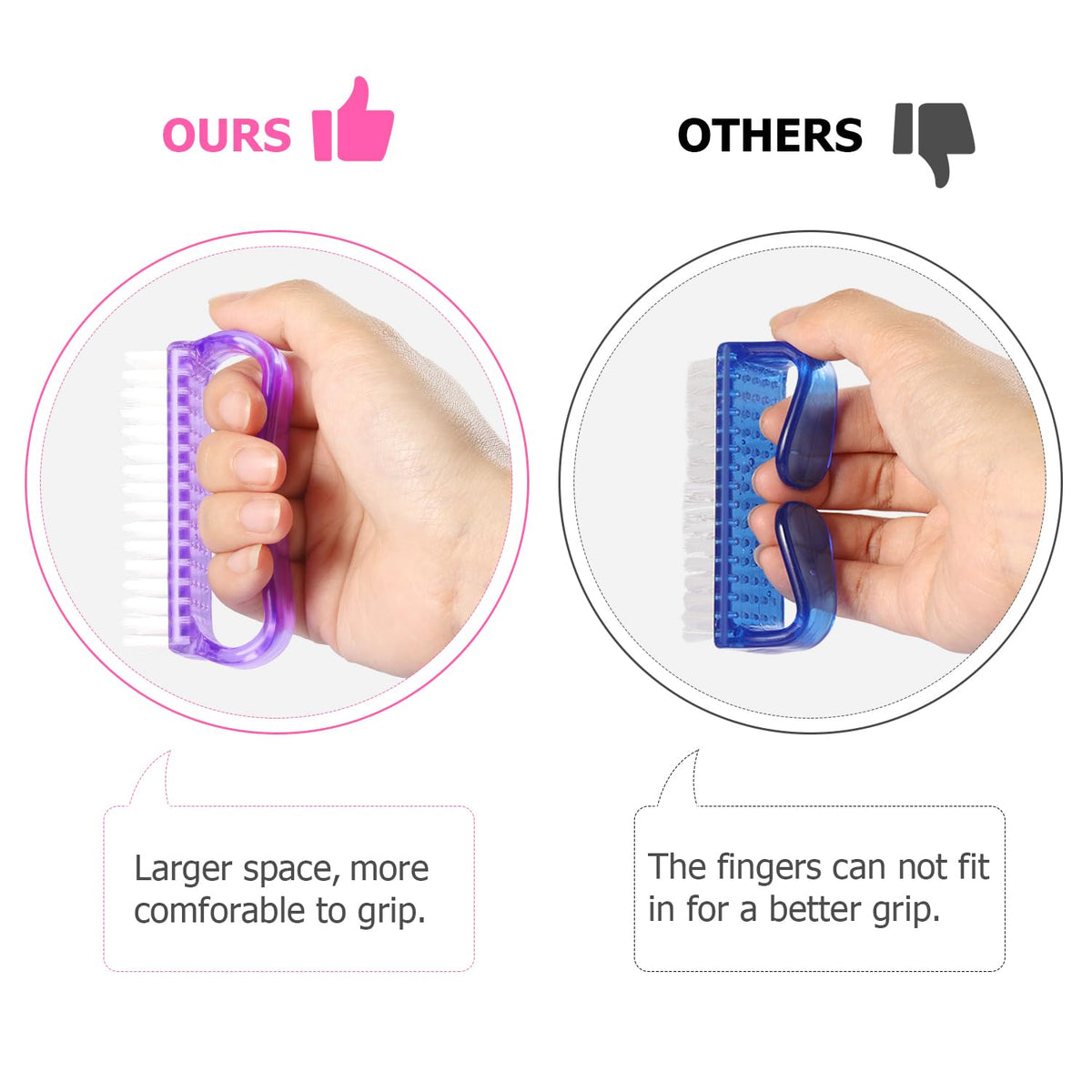 Brosse à ongles Larbois accrochée à un crochet dans une salle de bain