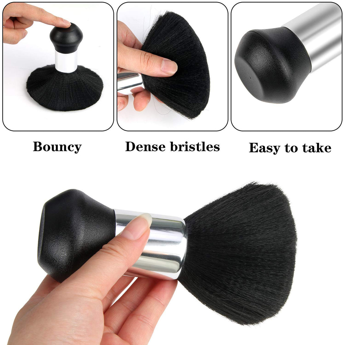 Brosse à poils doux incluse dans le kit de la cape de coiffeur